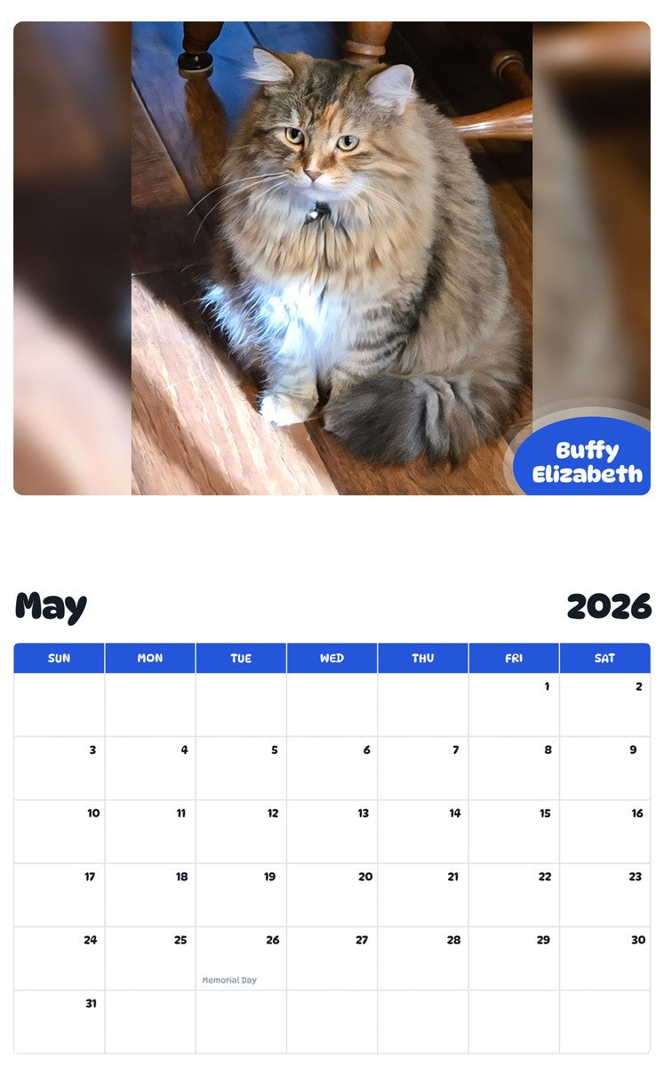 2026 - 2027 Buffy Elizabeth - Pawidols Pet Calendar