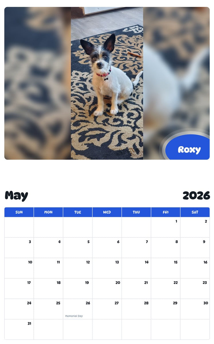 2026 - 2027 Roxy - Pawidols Pet Calendar