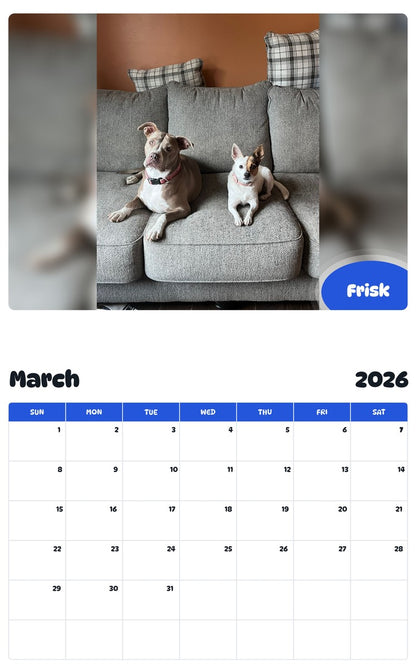 November 2025 - October 2026 Frisk - Pawidols Pet Calendar