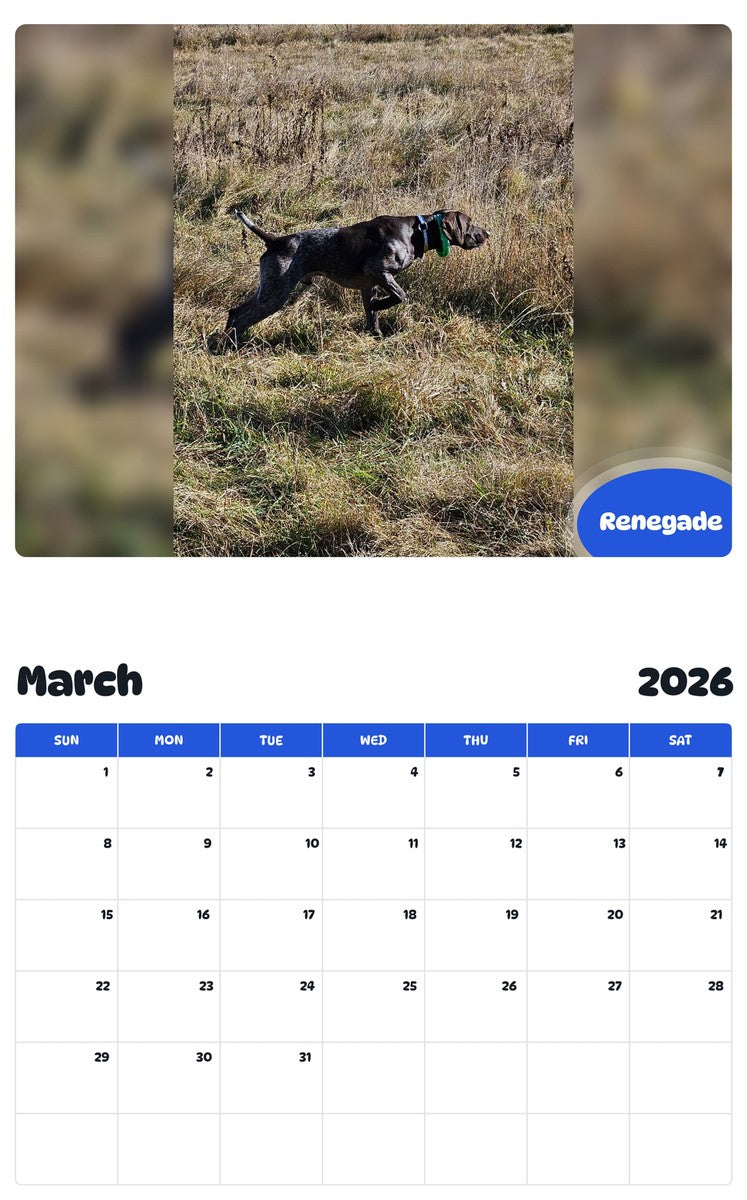 November 2025 - October 2026 Renegade - Pawidols Pet Calendar