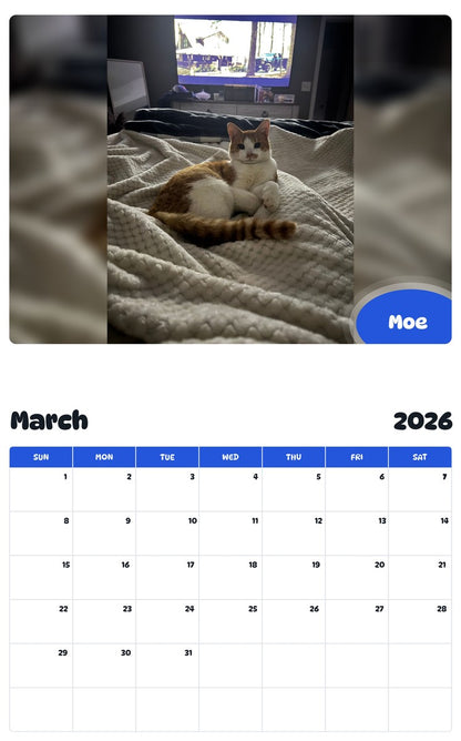 November 2025 - October 2026 Moe - Pawidols Pet Calendar