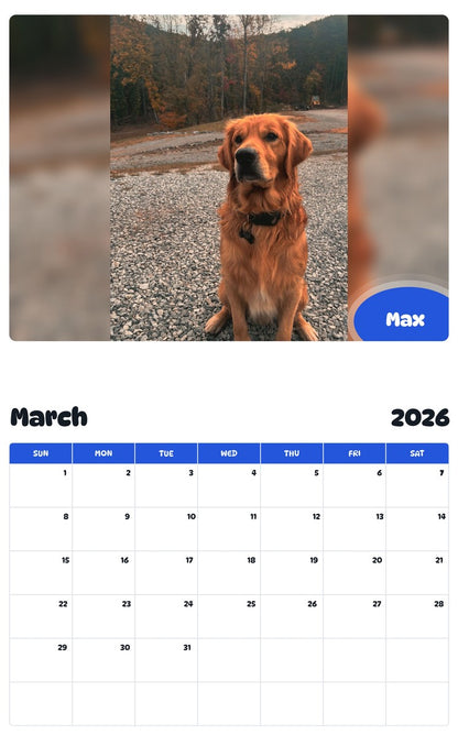 November 2025 - October 2026 Max - Pawidols Pet Calendar