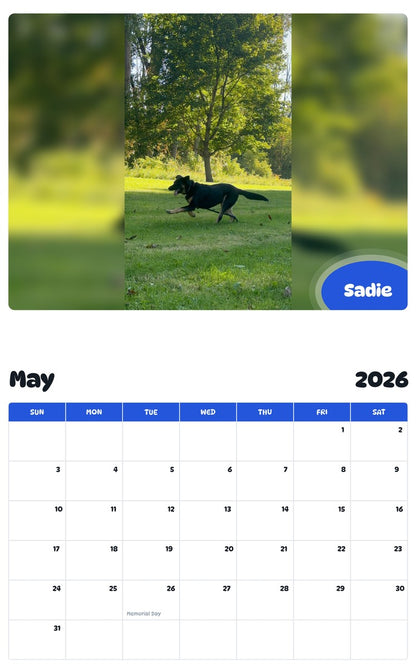 2026 - 2027 Sadie - Pawidols Pet Calendar