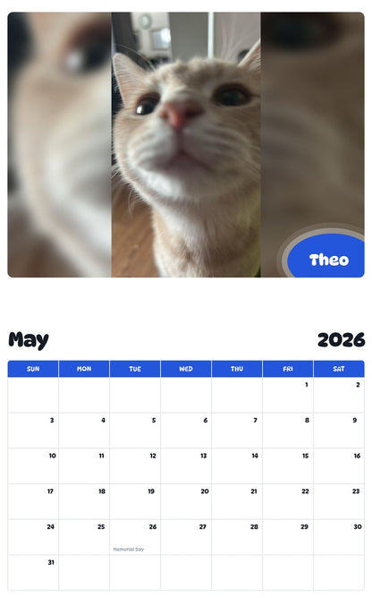 2026 - 2027 Theo - Pawidols Pet Calendar