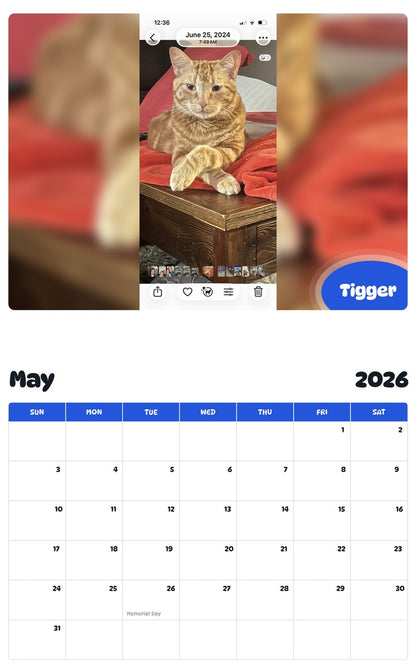 2026 - 2027 Tigger - Pawidols Pet Calendar