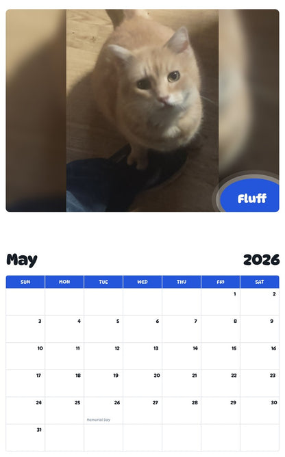 2026 - 2027 Fluff - Pawidols Pet Calendar