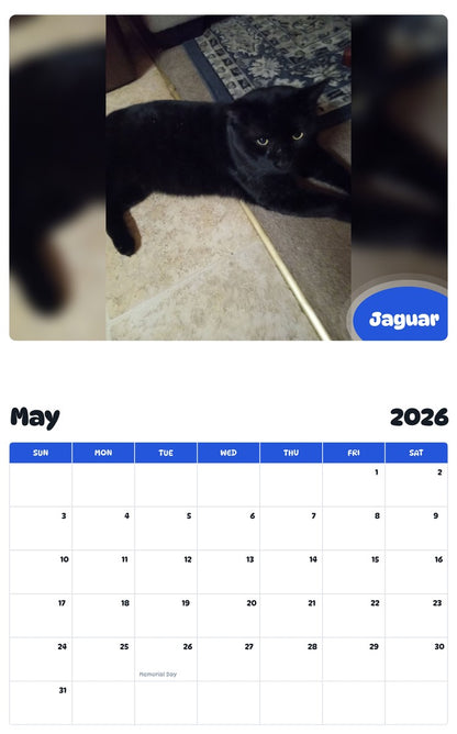 2026 - 2027 Jaguar - Pawidols Pet Calendar