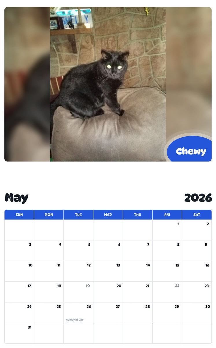 2026 - 2027 Chewy - Pawidols Pet Calendar