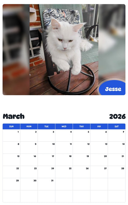 November 2025 - October 2026 Jesse - Pawidols Pet Calendar