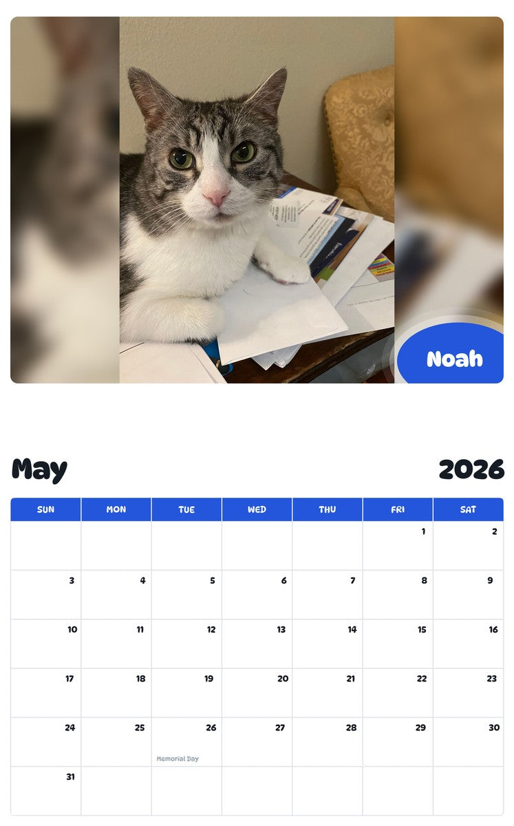 2026 - 2027 Noah - Pawidols Pet Calendar