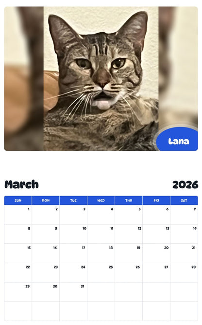 November 2025 - October 2026 Lana - Pawidols Pet Calendar