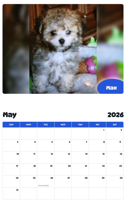 2026 - 2027 Max - Pawidols Pet Calendar