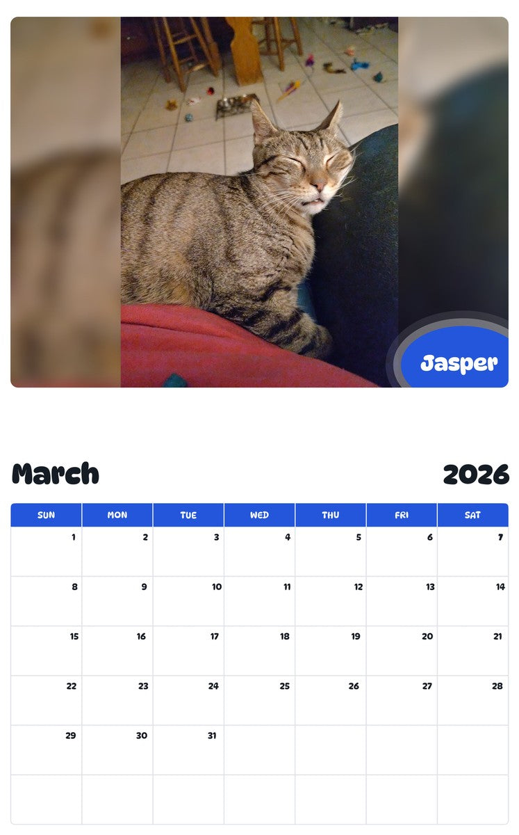 November 2025 - October 2026 Jasper - Pawidols Pet Calendar