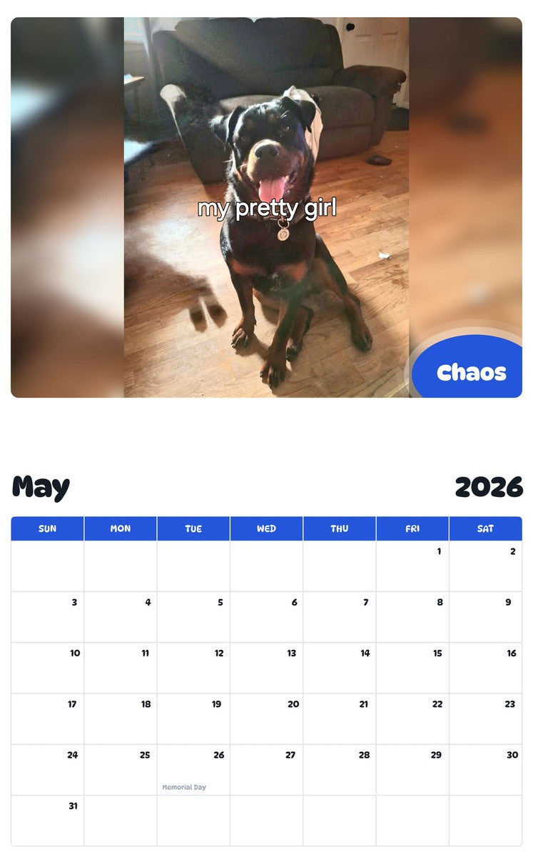 2026 - 2027 Chaos - Pawidols Pet Calendar