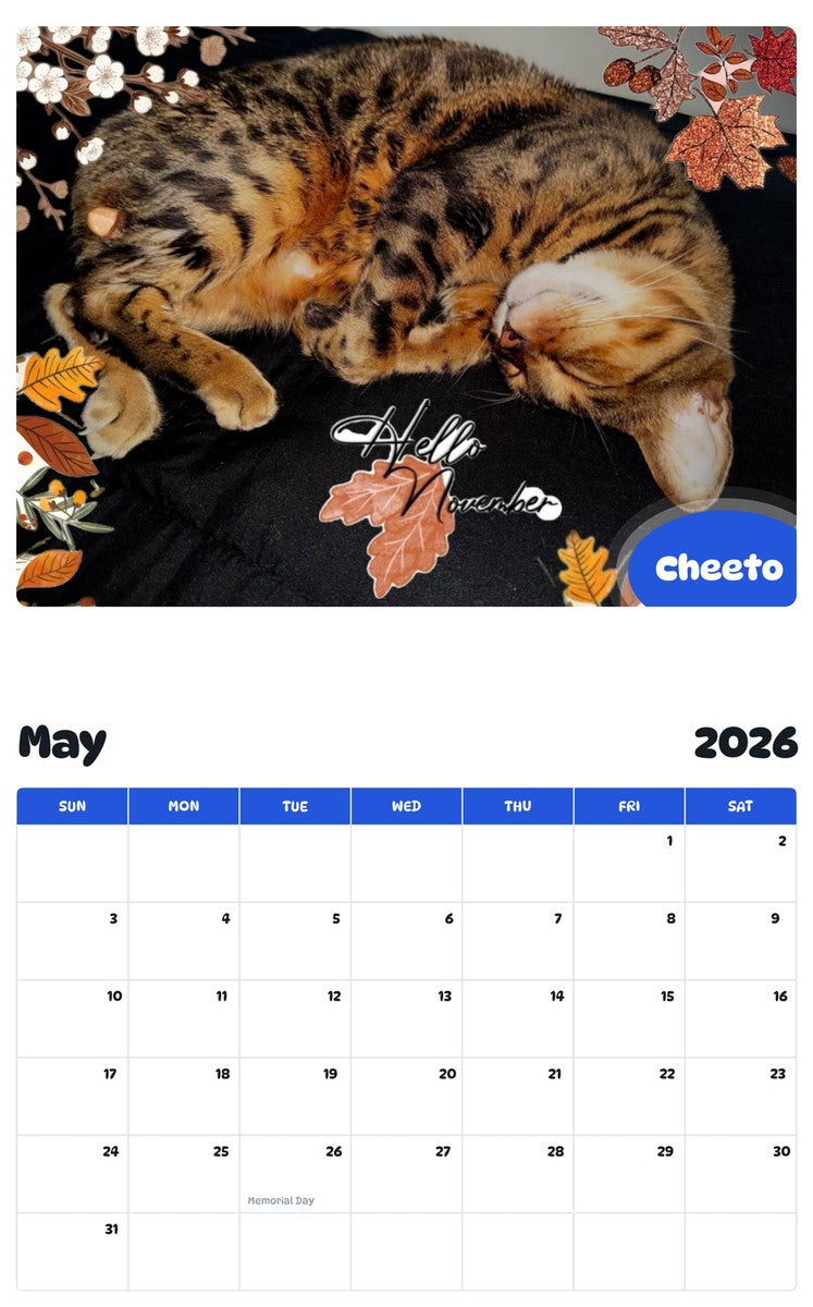 2026 - 2027 Cheeto - Pawidols Pet Calendar