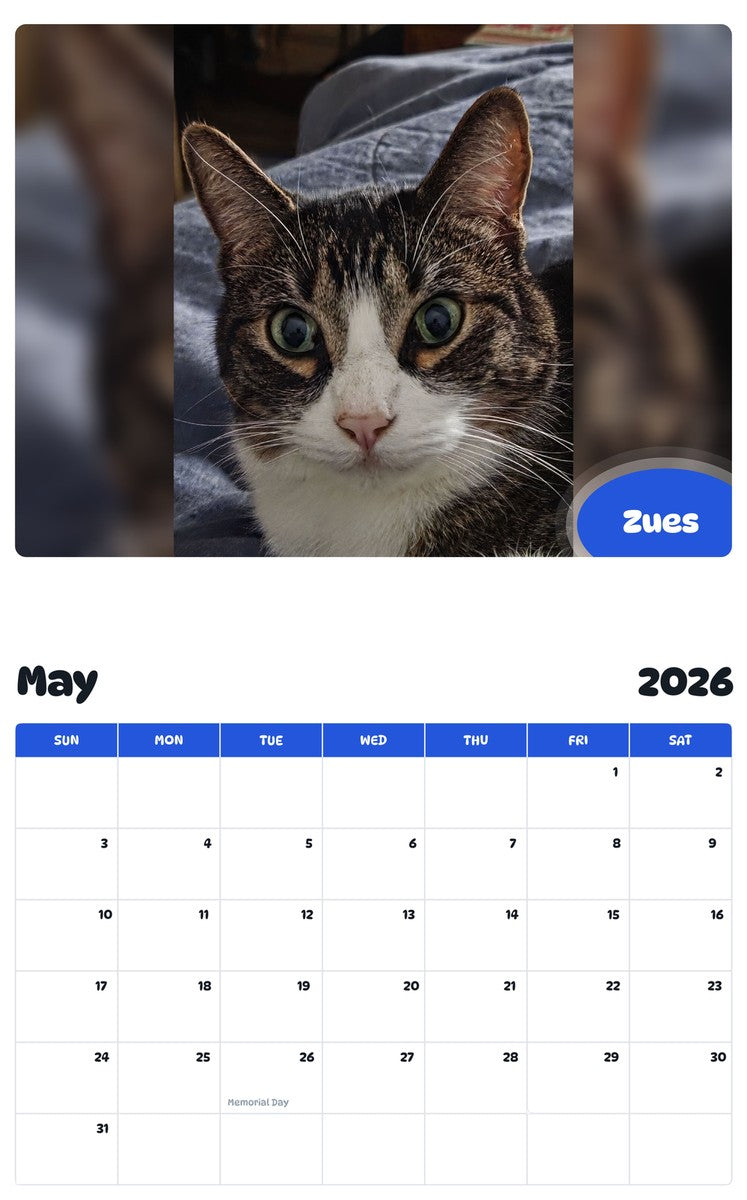 2026 - 2027 Zues - Pawidols Pet Calendar