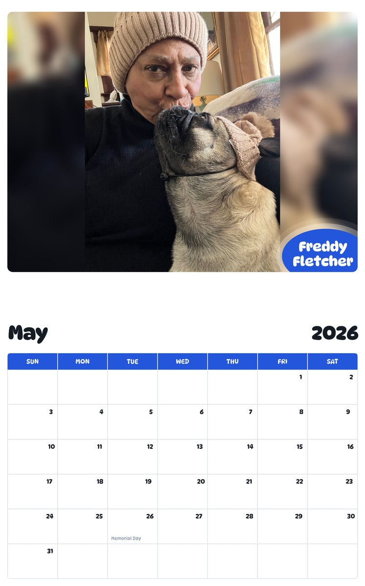 2026 - 2027 Freddy Fletcher - Pawidols Pet Calendar
