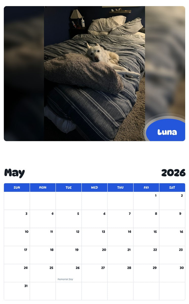 2026 - 2027 Luna - Pawidols Pet Calendar