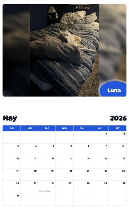 2026 - 2027 Luna - Pawidols Pet Calendar