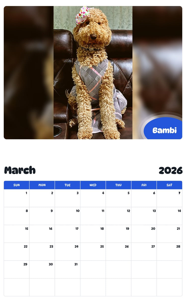 November 2025 - October 2026 Bambi - Pawidols Pet Calendar