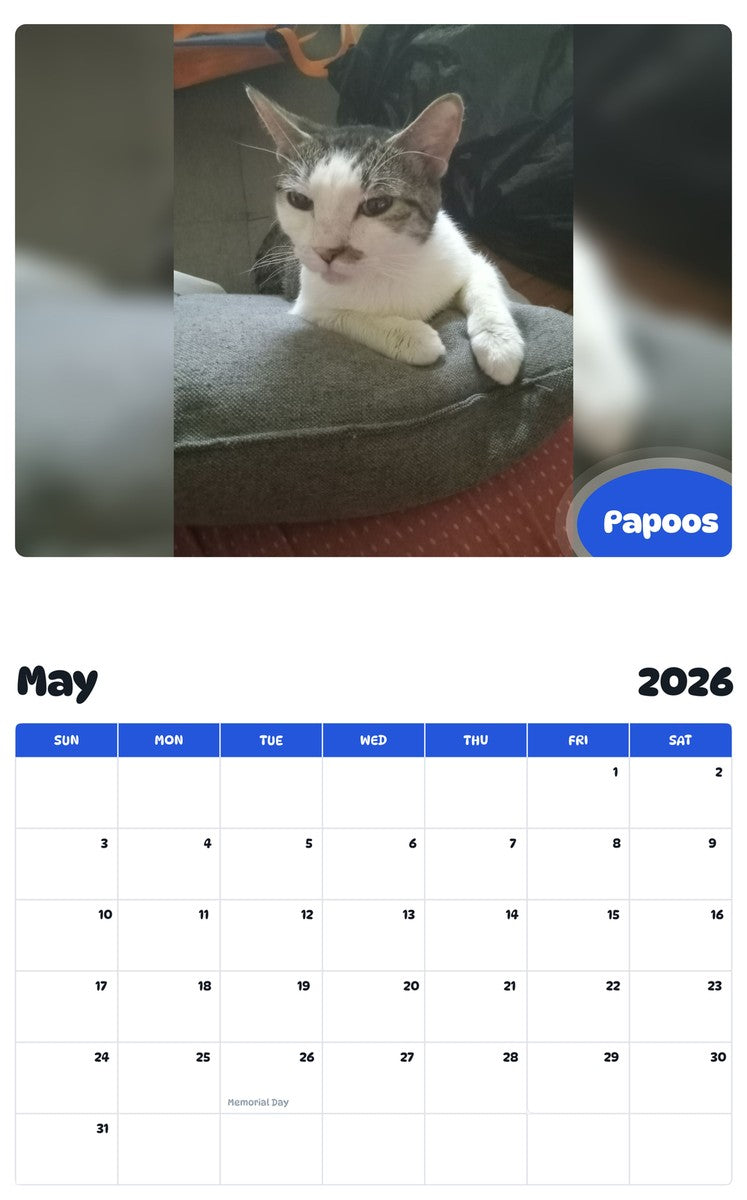 2026 - 2027 Papoos - Pawidols Pet Calendar