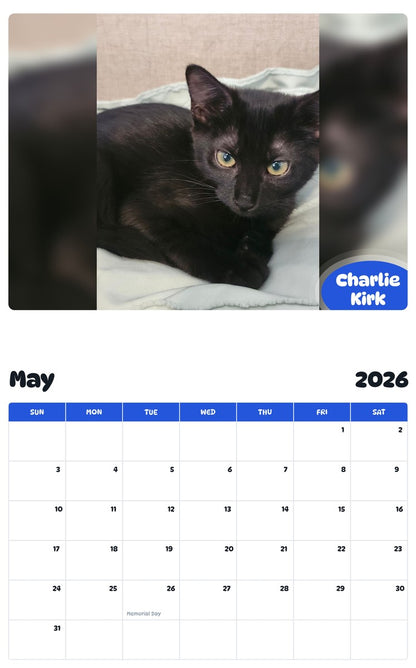 2026 - 2027 Charlie Kirk - Pawidols Pet Calendar