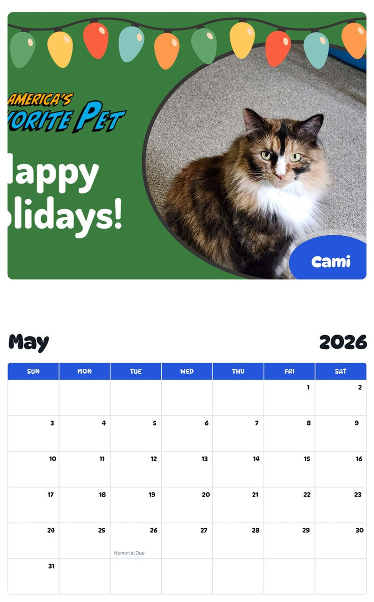 2026 - 2027 Cami - Pawidols Pet Calendar
