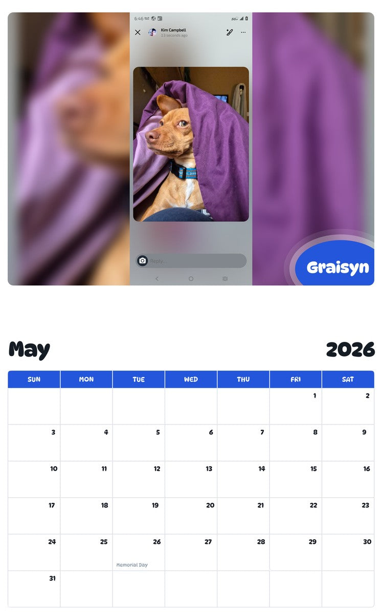 2026 - 2027 Graisyn - Pawidols Pet Calendar