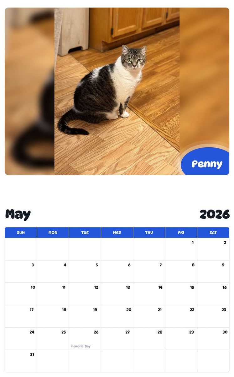 2026 - 2027 Penny - Pawidols Pet Calendar