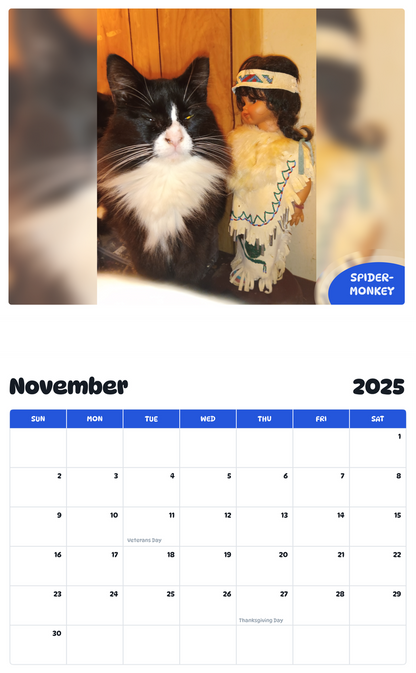 July 2025 - June 2026 Spider-Monkey - Pawidols Pet Calendar