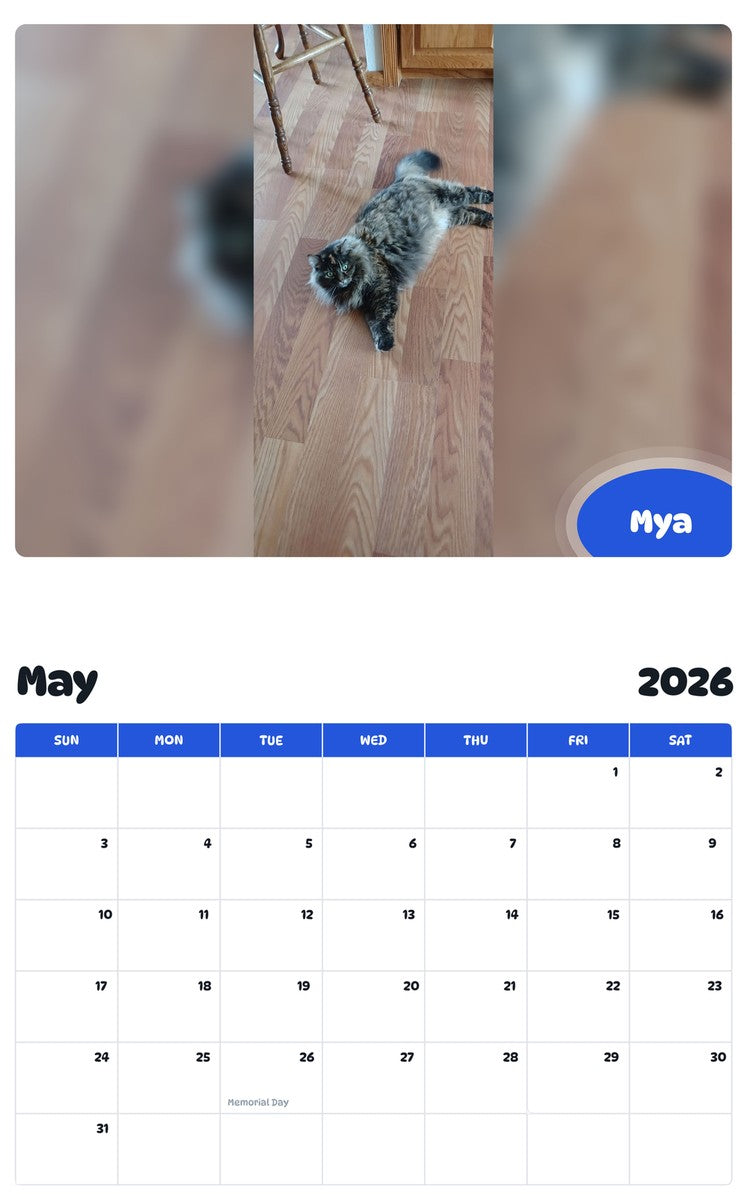 2026 - 2027 Mya - Pawidols Pet Calendar