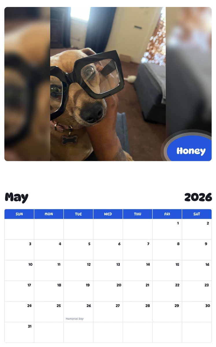 2026 - 2027 Honey - Pawidols Pet Calendar