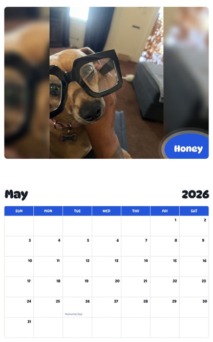 2026 - 2027 Honey - Pawidols Pet Calendar
