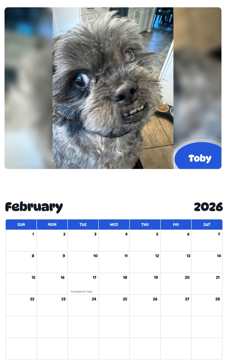 October 2025 - September 2026 Toby - Pawidols Pet Calendar