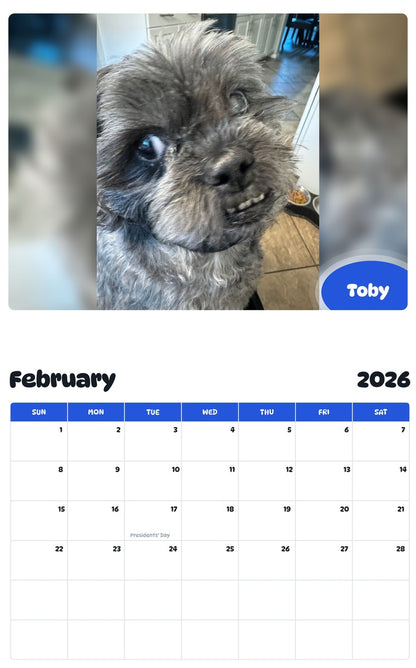 October 2025 - September 2026 Toby - Pawidols Pet Calendar