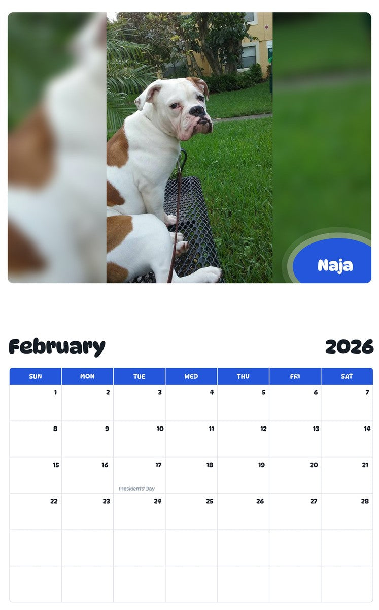October 2025 - September 2026 Naja - Pawidols Pet Calendar