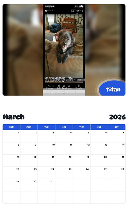 November 2025 - October 2026 Titan - Pawidols Pet Calendar