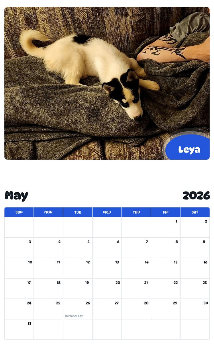 2026 - 2027 Leya - Pawidols Pet Calendar
