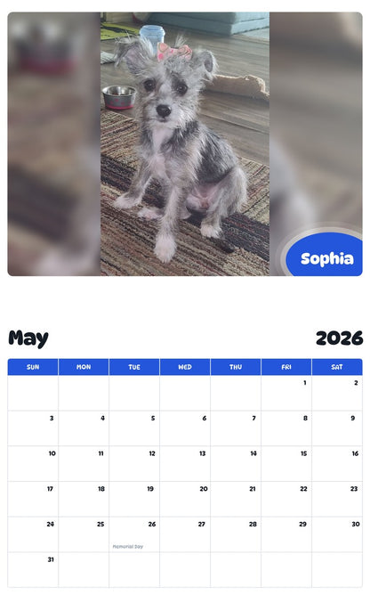 2026 - 2027 Sophia - Pawidols Pet Calendar