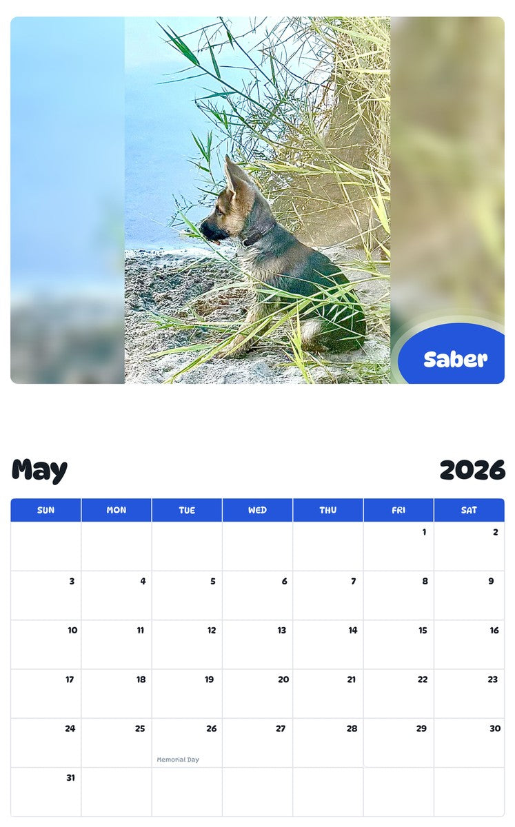 2026 - 2027 Saber - Pawidols Pet Calendar