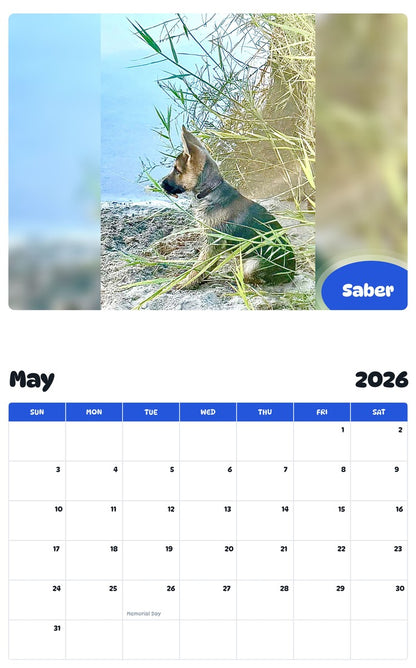 2026 - 2027 Saber - Pawidols Pet Calendar
