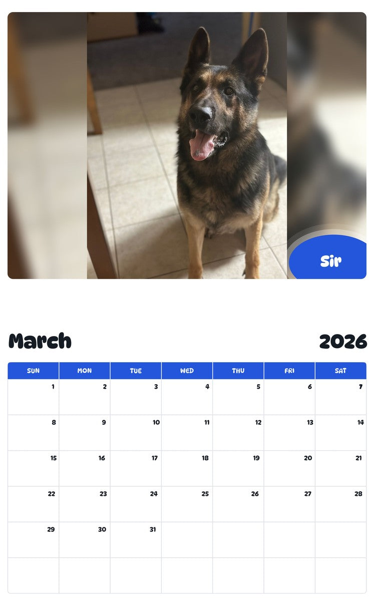 November 2025 - October 2026 Sir - Pawidols Pet Calendar