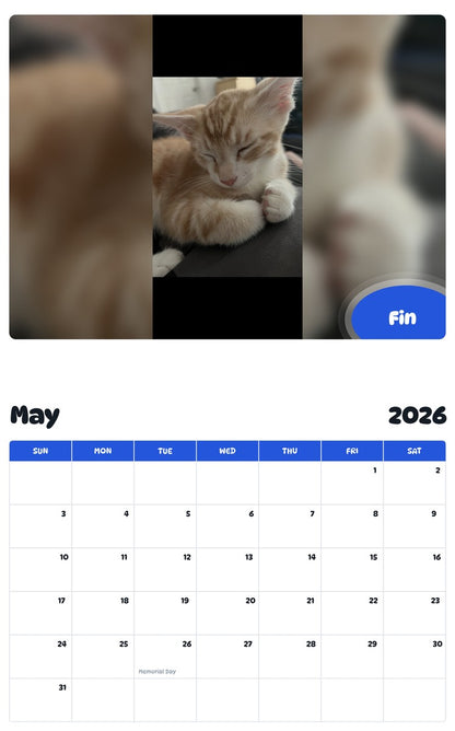 2026 - 2027 Fin - Pawidols Pet Calendar