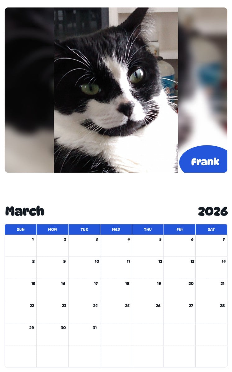 November 2025 - October 2026 Frank - Pawidols Pet Calendar