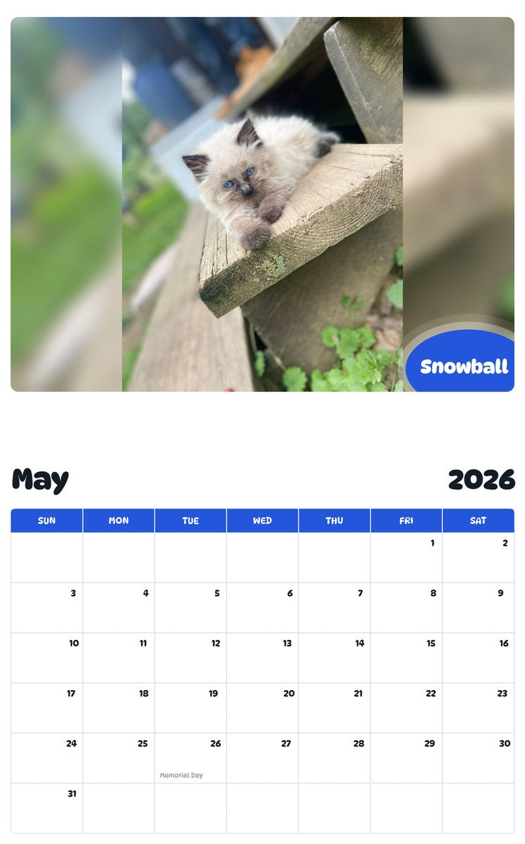 2026 - 2027 Snowball - Pawidols Pet Calendar