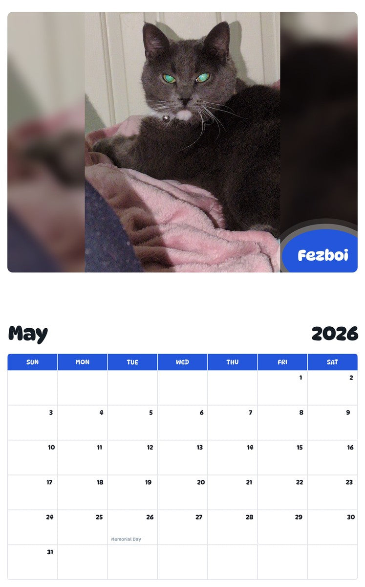 2026 - 2027 Fezboi - Pawidols Pet Calendar