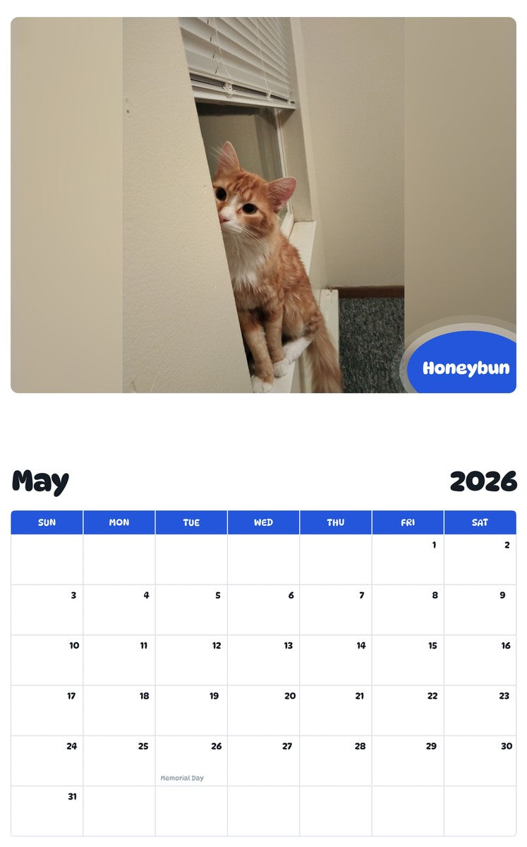 2026 - 2027 Honeybun - Pawidols Pet Calendar