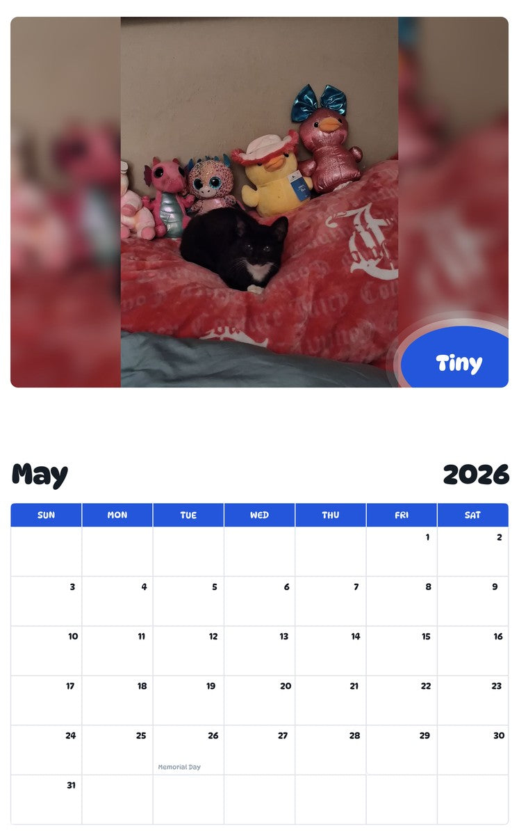 2026 - 2027 Tiny - Pawidols Pet Calendar