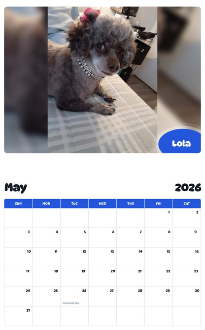 2026 - 2027 Lola - Pawidols Pet Calendar