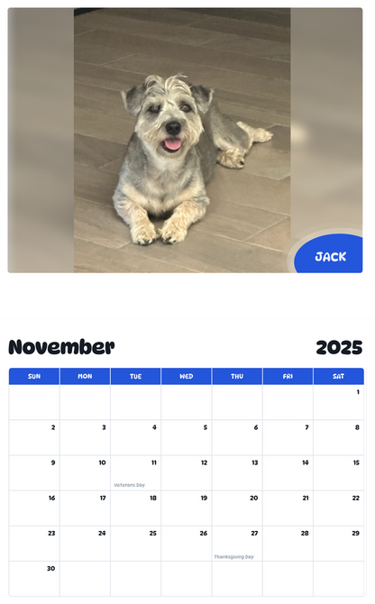 July 2025 - June 2026 Jack - Pawidols Pet Calendar